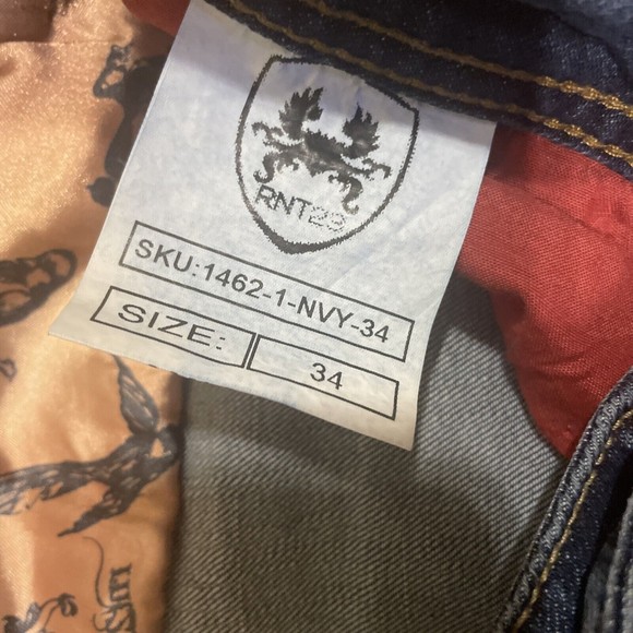 Mens RNT 23 Dark Blue Distressed Jeans Preowned Size 34 - Picture 2 of 6